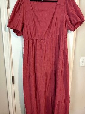 Women's Square Neck Tiered Maxi Dress - Rust Pink